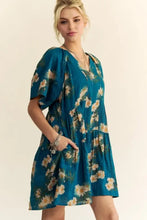 Davi & Dani Floral Print Short Bell Sleeve Pleated Mini Dress Casual Dresses