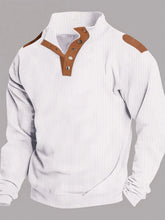 Men's Full Size Quarter Snap Long Sleeve Top Plus Size White