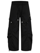 Men's Cargo Wide Leg Pants with Drawstring Black