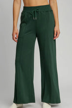 Umgee Full Size Drawstring Wide Leg Pants with Pockets Evergreen