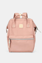 Eco-friendly waterproof canvas backpack bag in blush pink with leather accents