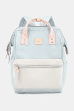 Eco-friendly waterproof canvas backpack bag in light blue with pink handles