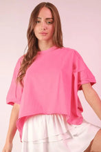 Eco Oversized Crop Comfy Knit Top in Hot Pink for Women Pink Woman T Shirts