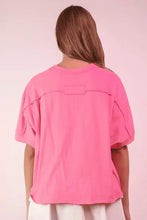 Eco Oversized Crop Comfy Knit Top in Hot Pink for Women Woman T Shirts