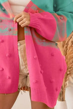BiBi Color Block Ponpon Sweater Cardigan Woman Outerwear