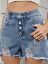 Distressed Raw Hem Denim Shorts Denim Shorts