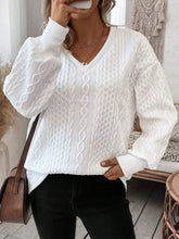 V-Neck Long Sleeve Sweatshirt White