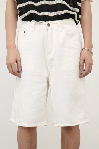 Men's Mid Rise Denim Shorts White
