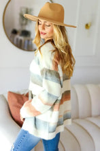 Haptics Full Size Button Down Stripe Soft Fuzzy Sweater Cardigan Casual Dresses