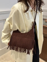 Fringe Solid Color Shoulder Bag Chocolate One Size Shoulder Bags