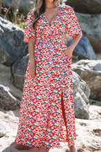 Floral Half Sleeve Deep V Neck Cutout Back Maxi Dress Woman Maxi Dress