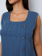 Square Neck Decorative Button Tank Tanks & Camis