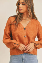 MABLE Long Sleeve Button Down Sweater Cardigan Rust Woman Outerwear