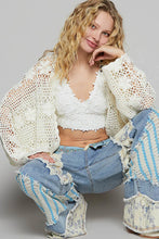 POL Crochet Open-Front Cardigan