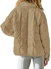 Pocketed Plaid Quilted Zip Up Winter Coat Woman Outerwear
