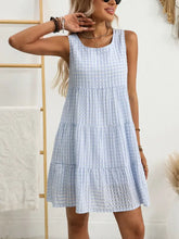 Plaid Round Neck Sleeveless Mini Dress Casual Dresses