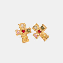 18K Gold-Plated Zircon Cross Earrings Gold Multi One Size