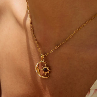 18K Gold-Plated Moon Star Pendant Necklace Gold One Size