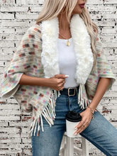 Fringe Fuzzy Open Front Poncho Woman Outerwear