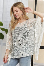 ADORA Boat Neck Crochet Lace Cover Up WHITE One Size Woman Outerwear