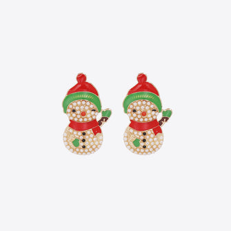 Snowman Rhinestone Alloy Earrings Multicolor One Size