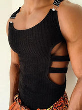 Men's Full Size Side Cutout Round Neck Tank Plus Size Black