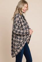 BOMBOM Houndstooth Open Front Cocoon Knit Cardigan Woman Outerwear
