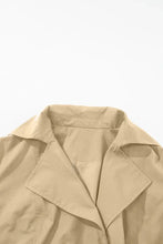 Collared Neck Tie Waist Buttoned Long Sleeve Trench Coat Woman Outerwear