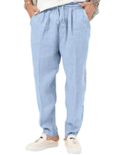 Men's Plus Size Drawstring Pants with Pockets Light Blue