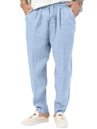 Men's Plus Size Drawstring Pants with Pockets Light Blue