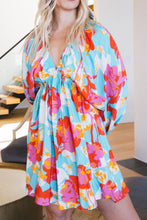 Floral Bracelet Sleeve Empire Waist Mini Dress