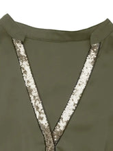 Sequin Notched Short Sleeve Midi Dress Woman Casual Dress