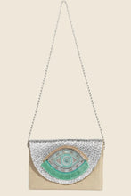 Fame Boho Beaded Eye Pattern Envelope Bag Silver One Size