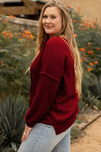 Plus Size Exposed Seam Waffle-Knit High-Low Sweatshirt Woman Sweatshirts