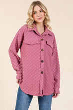 BOMBOM Checkered Button Down Dropped Shoulder Shacket Deep Rose Woman Outerwear