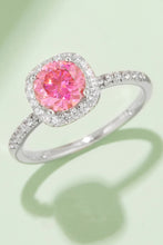 Adored 1 Carat Moissanite 925 Sterling Silver Halo Ring Hot Pink