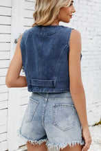 Button Down V-Neck Denim Vest Woman Denim Tops