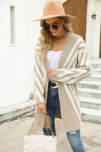 Woven Right Two-Tone Open Front Fuzzy Longline Cardigan Woman Outerwear