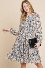 Lime 'N' Chili Chiffon Floral Print Belted Dress with Back Zipper BLACK FLORAL Casual Dresses