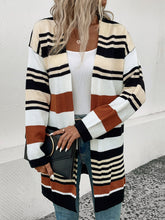 Perfee Striped Open Front Drop Shoulder Cardigan Stripe