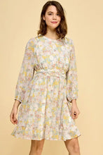 Lime 'N' Chili Chiffon Floral Print Belted Dress with Back Zipper Casual Dresses