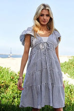 Davi & Dani Jacquard V-Neck Flutter Cap Sleeve Tiered Dress Black Ivory Casual Dresses