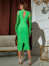 Cold-Shoulder Mesh Sleeve Slit Back Bodycon Dress Cocktail Dress