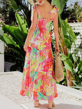 Tropical Print Tie Shoulder Maxi Dress Woman Maxi Dress