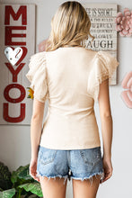 Polka Dot Flutter Sleeve Top Woman Blouses