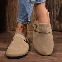 Buckle Round Toe Flats Slip-Ons Mocha