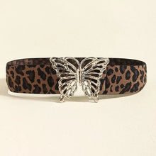 Ceinture élastique à imprimé léopard avec boucle papillon en alliage