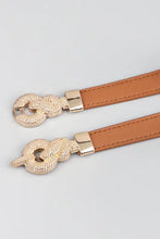 Gold snake charm bracelet with zinc alloy buckle and leather belt