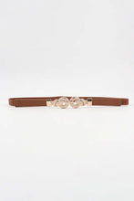 Brown leather belt with zinc alloy buckle in red brown and black