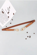 Brown leather belt with zinc alloy buckle in red brown and black